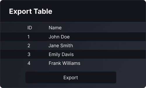 Export table — App UI block