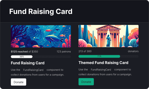 Fund raising card — Ecommerce UI block