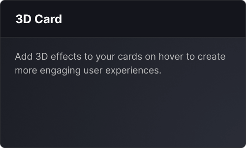 3d card — Marketing UI block