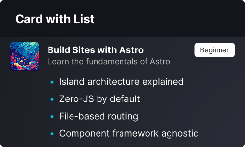 Card with list — Marketing UI block