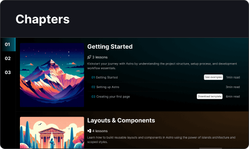 Chapters — Marketing UI block