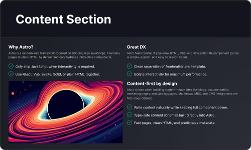 Content section — Marketing UI block