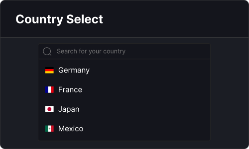Country select — Marketing UI block