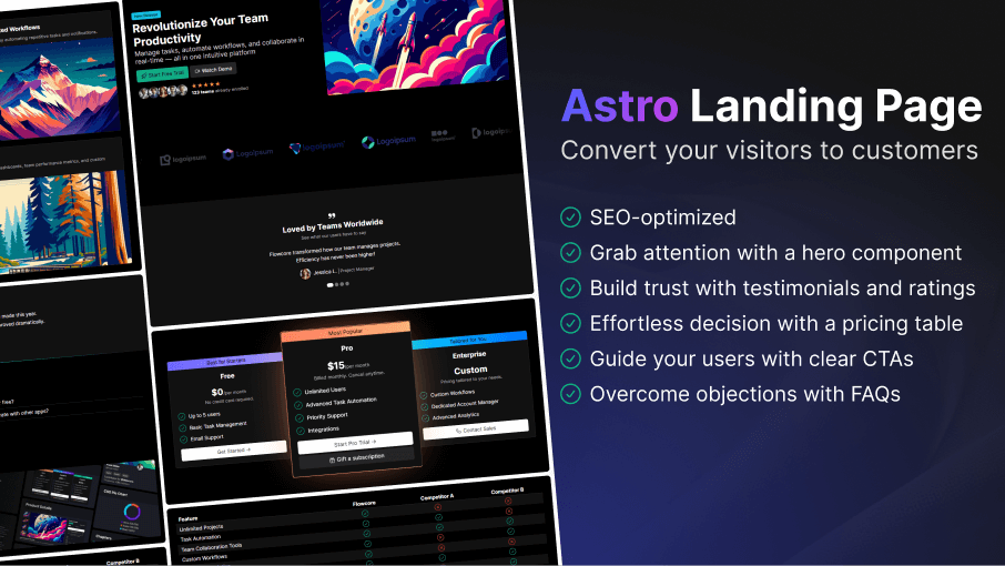 Product Landing Page Template for Astro